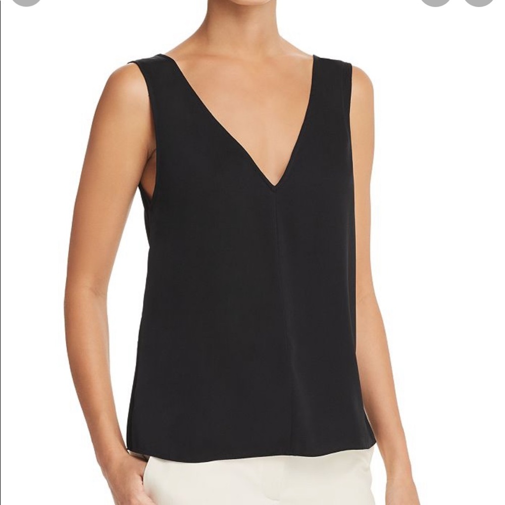 Theory Silk V-Neck Tank Black Size Small